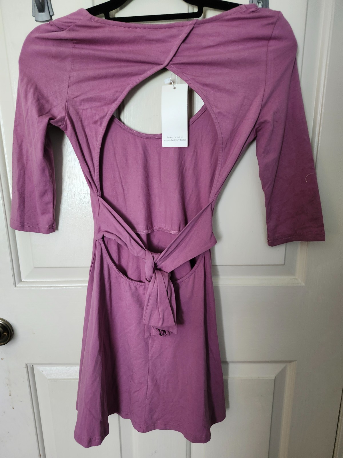 NWT Tobi Purple Open Back Knit Dress 3/4 Sleeve XS
