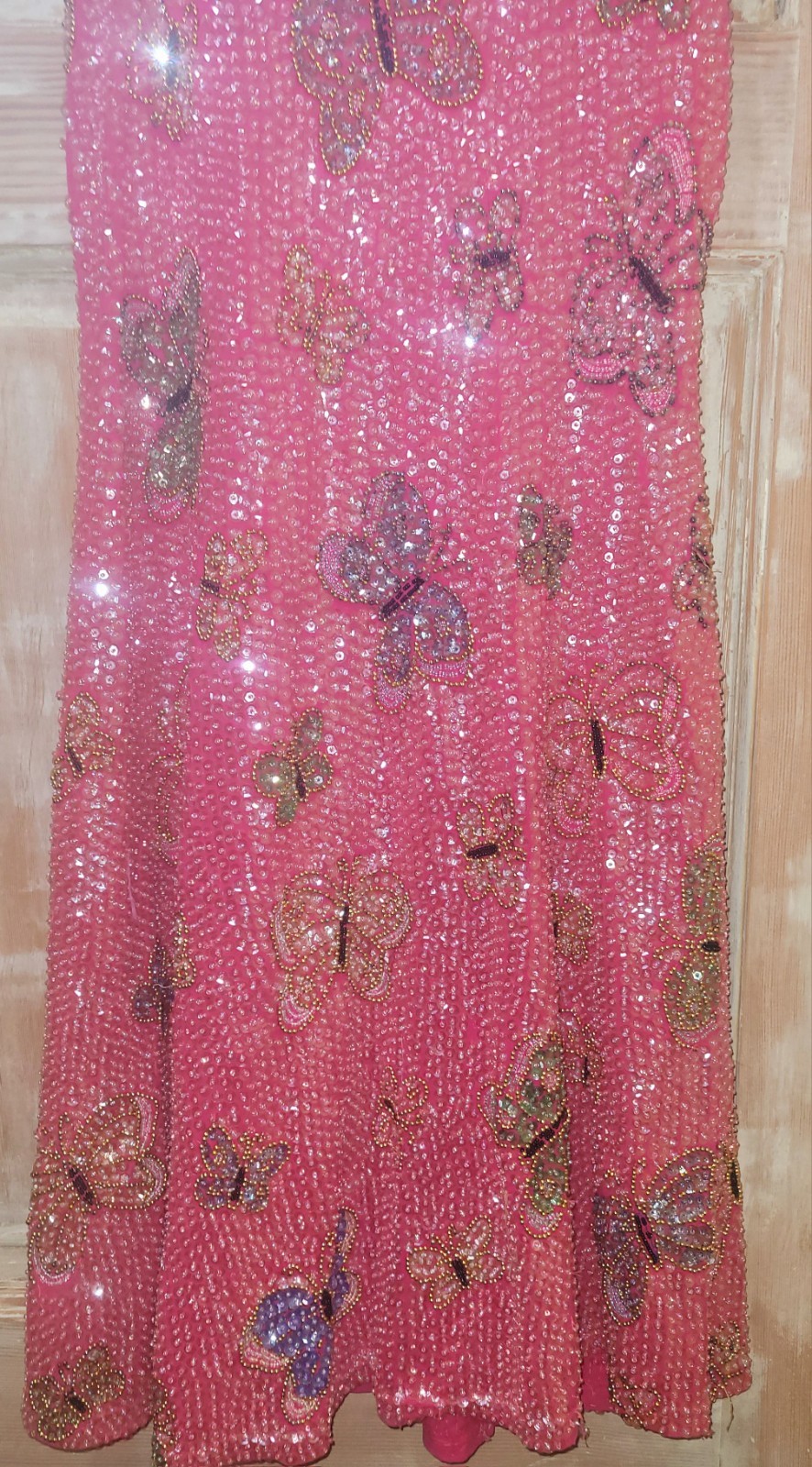 Little Attitudes Beautiful Hand Sewn Sequin Pink Butterfly Dress Size 14