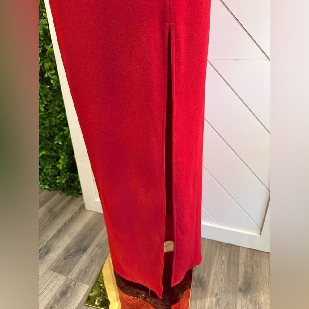 Remarkable Elegance Red Backless Halter Column Dress
