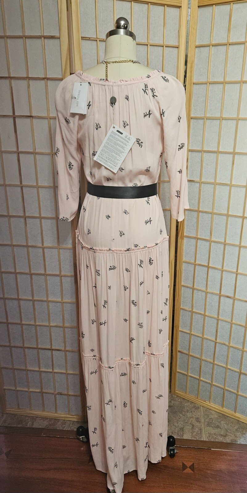 Patrizia Pepe Maxi Dress Abito Lungo Size 44 Embroidered Bohemian Beauty Pink