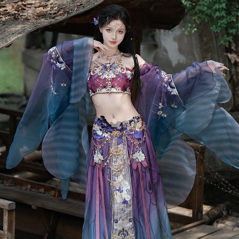 GU – Exotic Hanfu-Inspired Gradient Embroidered Bustier Set for Spring & Summer