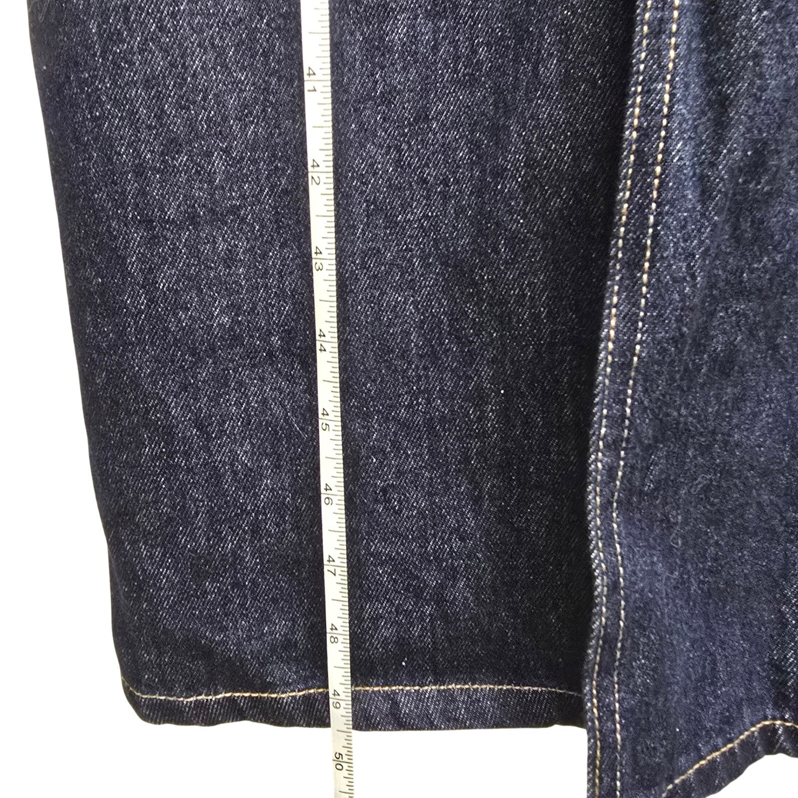 Future Collective Dark Wash Denim Midi Dress Square Neck Smocked Back XL Indigo