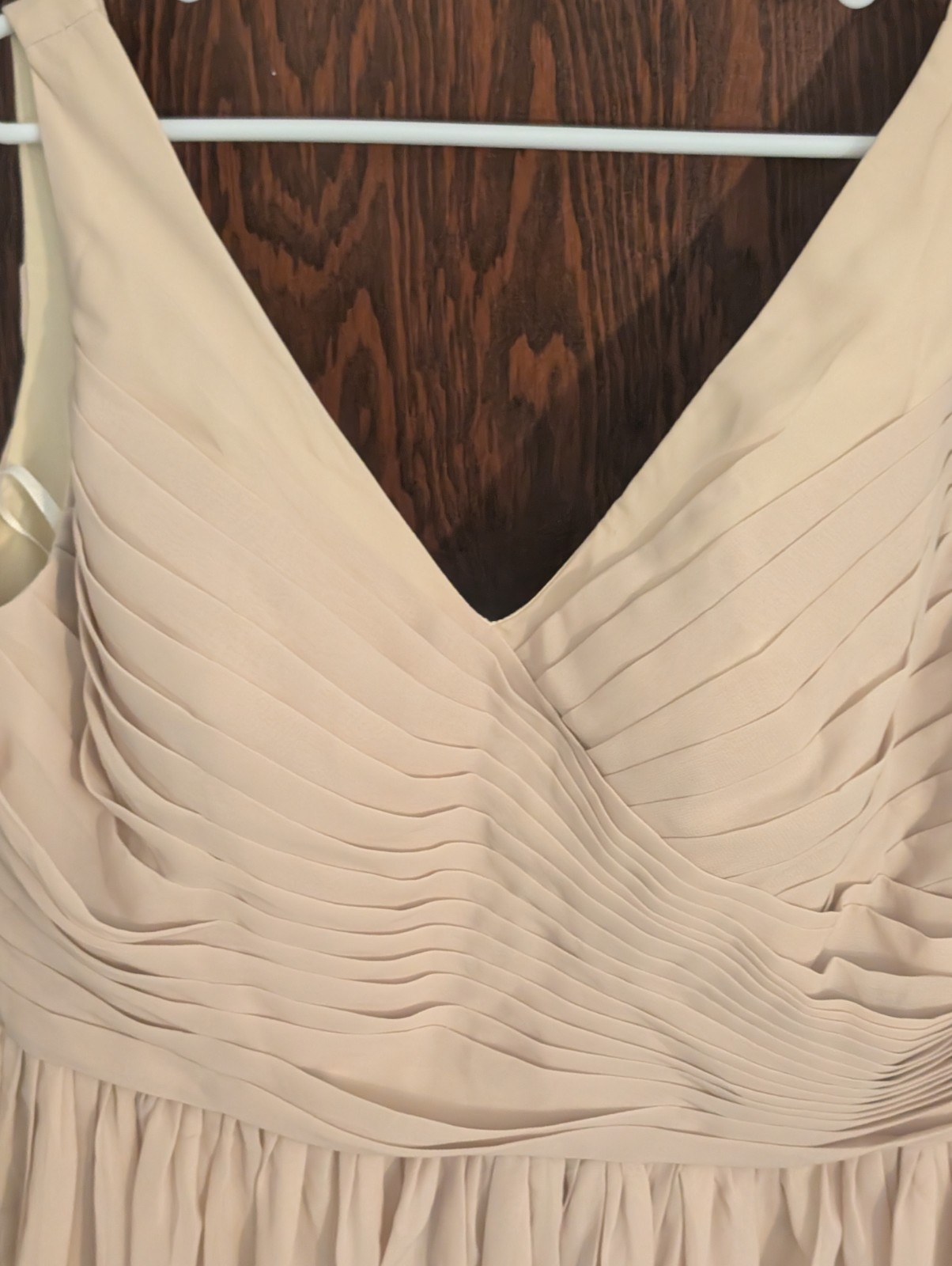 Ryanth Beige Cream Pleated Chest Tank Corset Back Maxi Bridesmaid Formal Mother