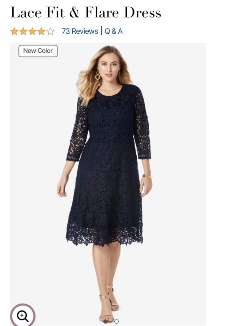 Jessica London Plus Size 12W Navy Blue Lace Overlay Cocktail Dress Holiday Woman