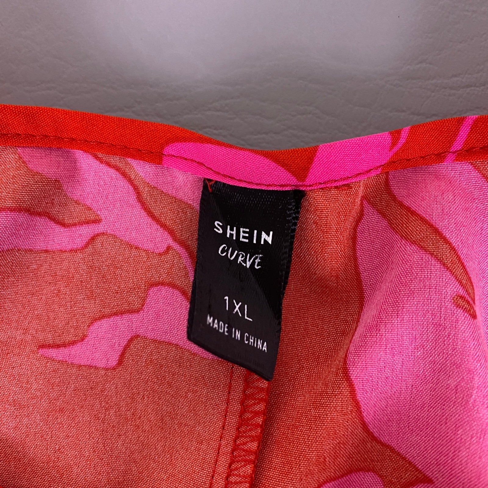 SHEIN Curve Dress Shift T-Shirt Plus Size 1XL Red Pink Floral Short Sleeve *
