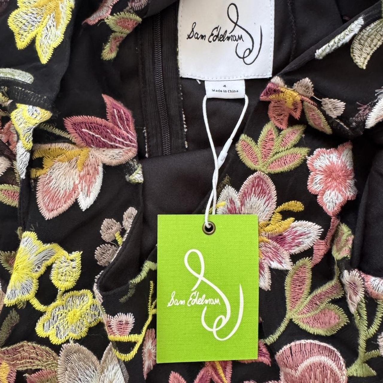 Sam Edelman Women’s Black Embroidered Floral Dress Size 4 NWT