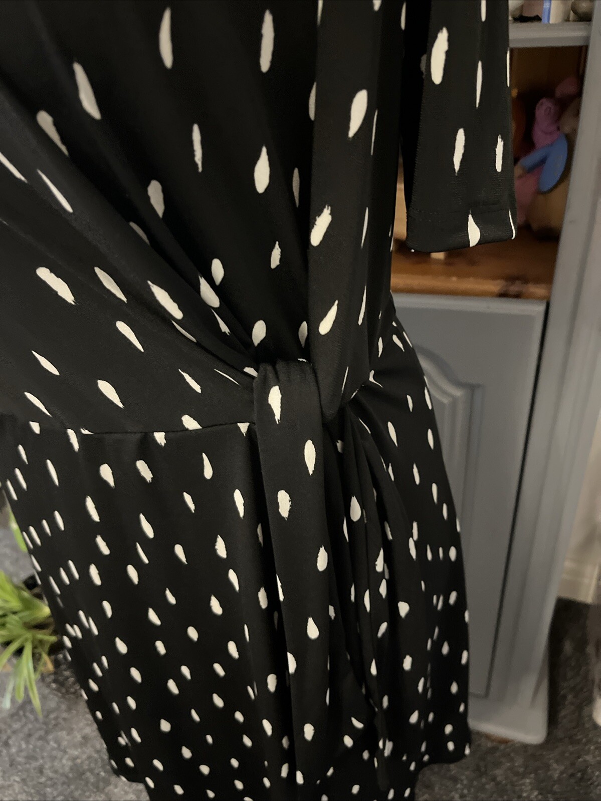 Warehouse Black Stretch Tie Detail Dress Size 14