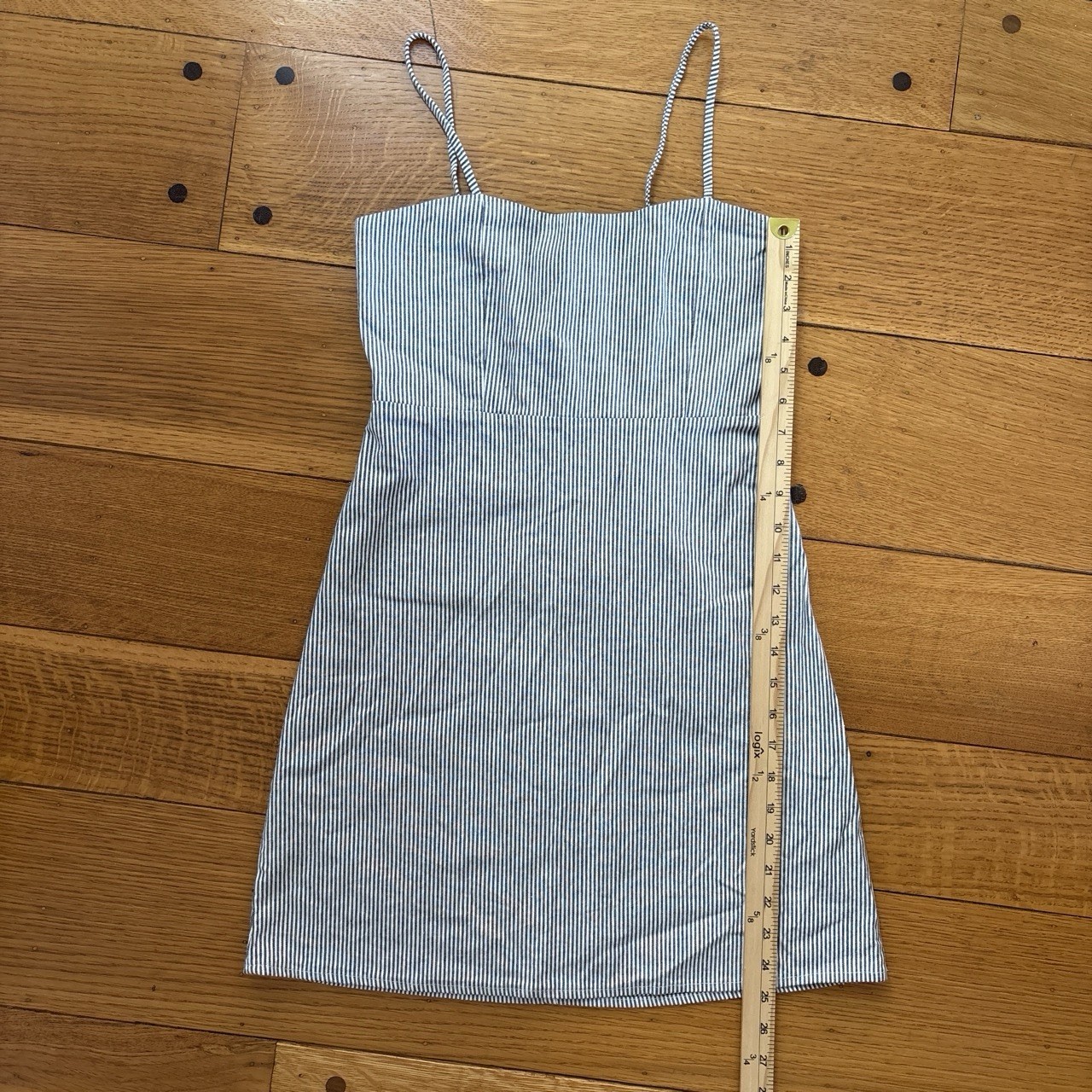 Brandy Melville White/Black Striped Strappy Mini Dress Straight Neck Zip 3
