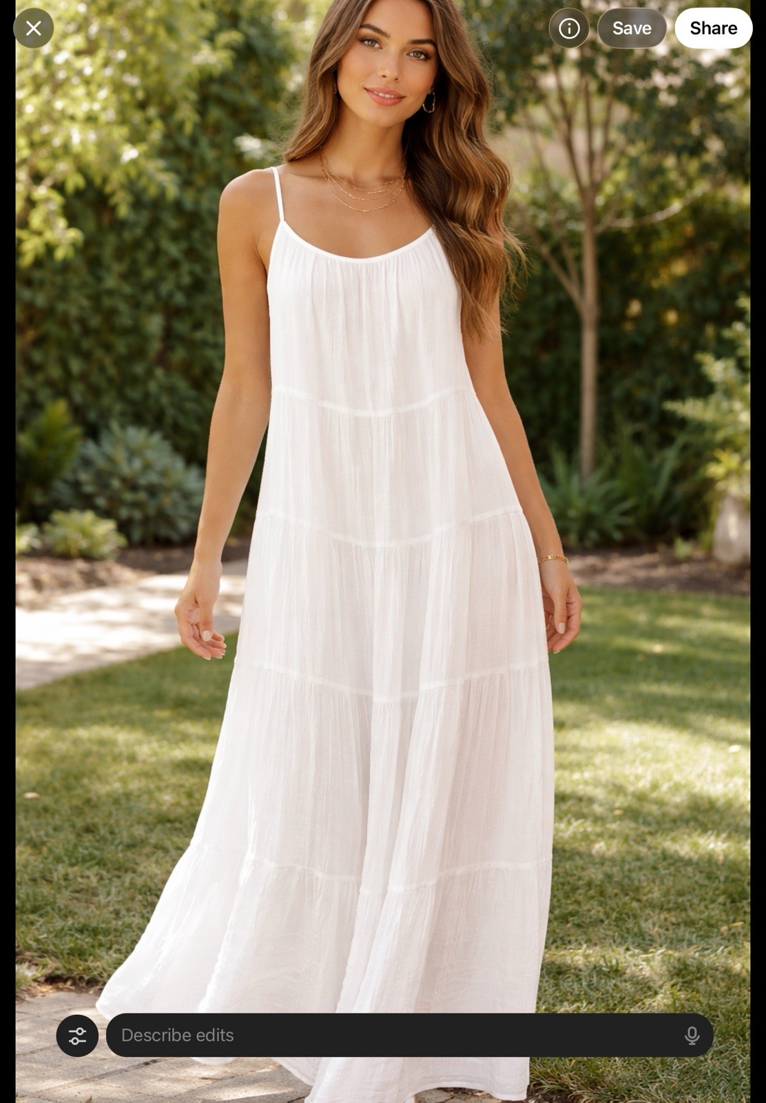 Aakaa Large White Tiered Maxi Dress Lightweight Crinkle Fabric Boho