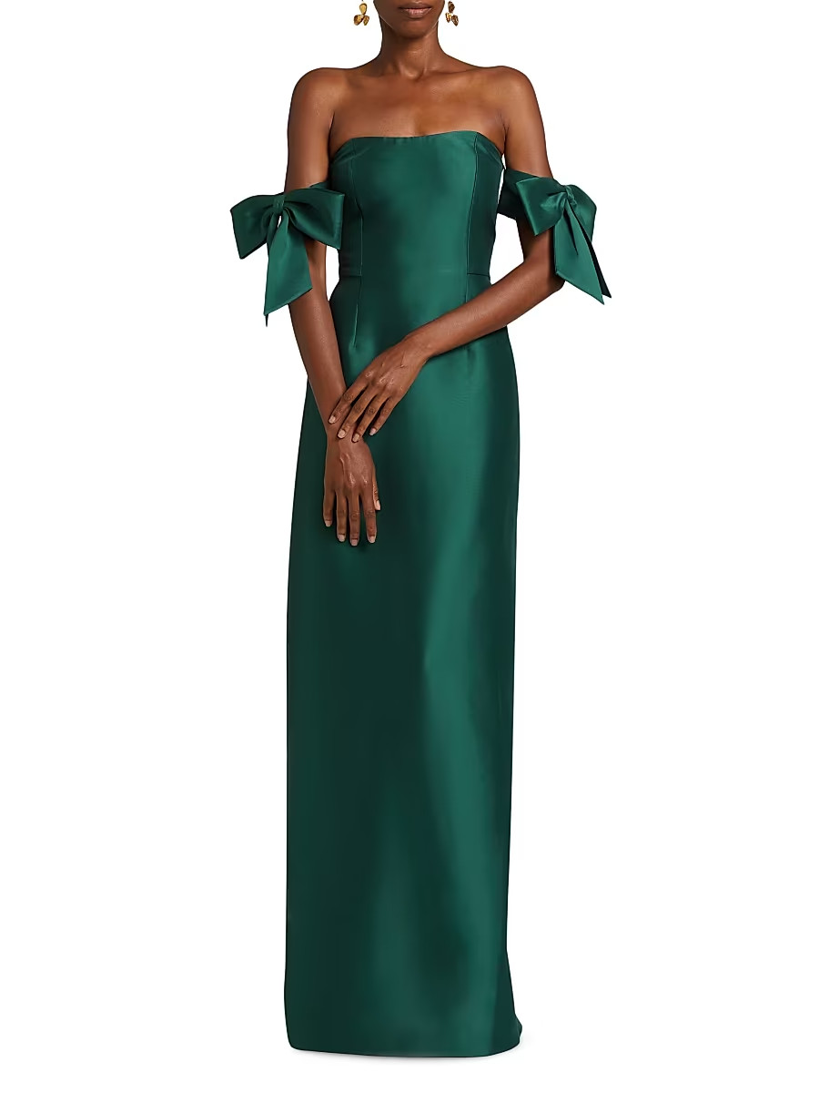 Sachin & Babi Marlena Off-Shoulder Bow Column Gown Size:8 $795 NWT
