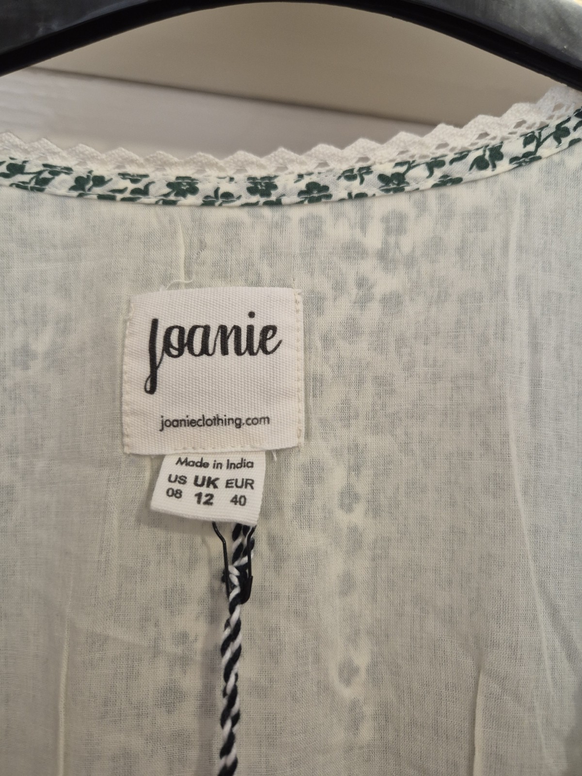 JOANIE Cottagecore Prairie Size 12 Green Floral Maxi Dress- Lace Trim-New Tagged