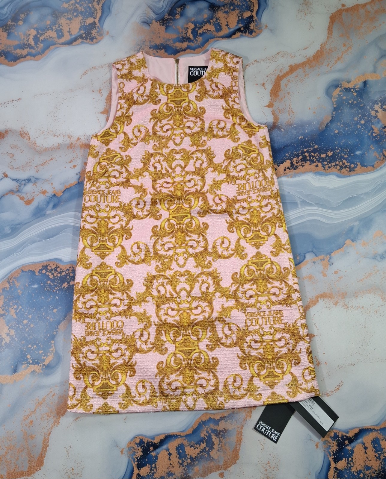 40IT (XS-S) – Versace Jeans Couture Sleeveless Mini Dress Barocco Print