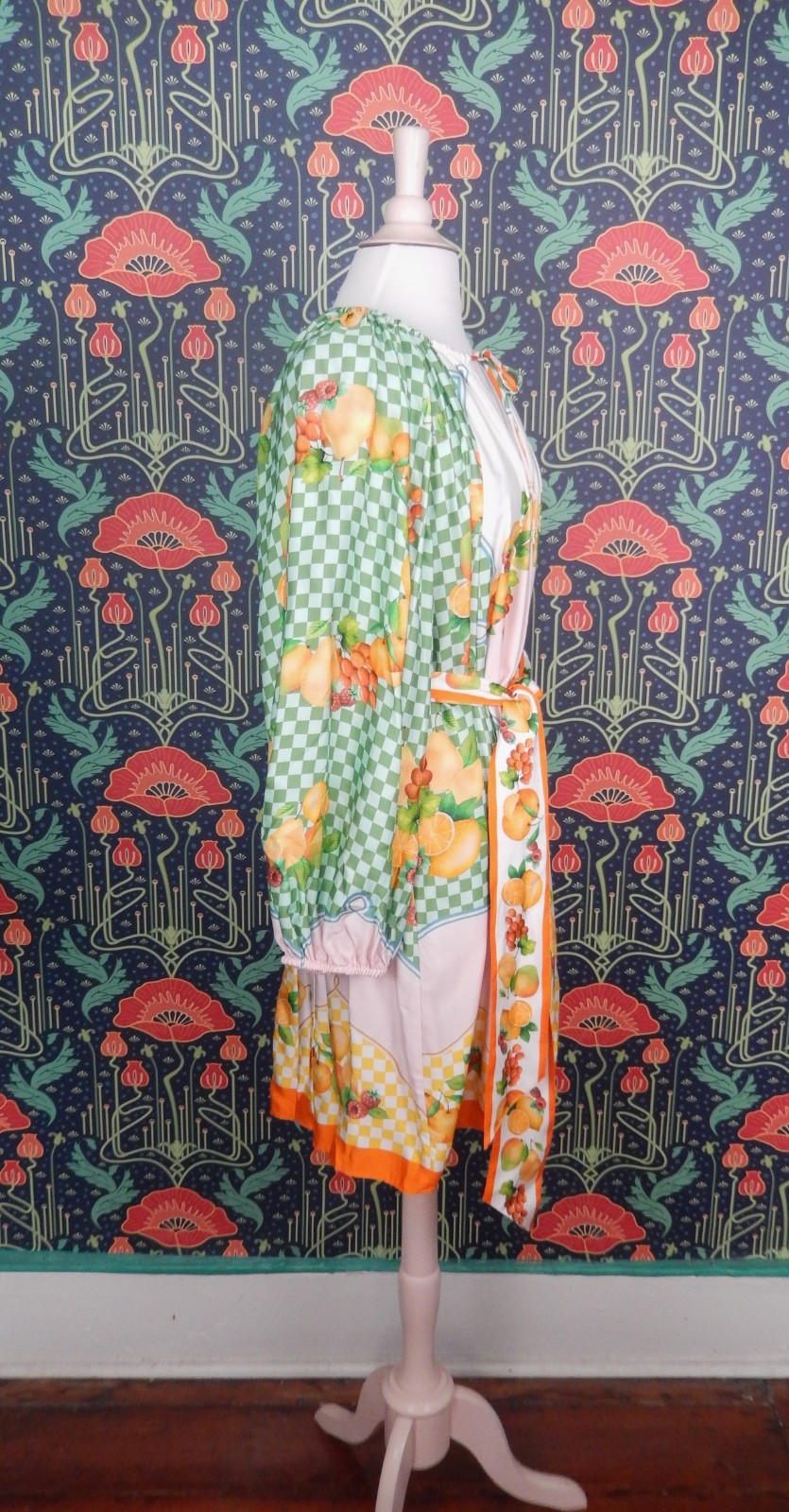Antonio Melani Raffaella Fruit Print Resort Long Sleeve A-Line Mini Dress Nwt L