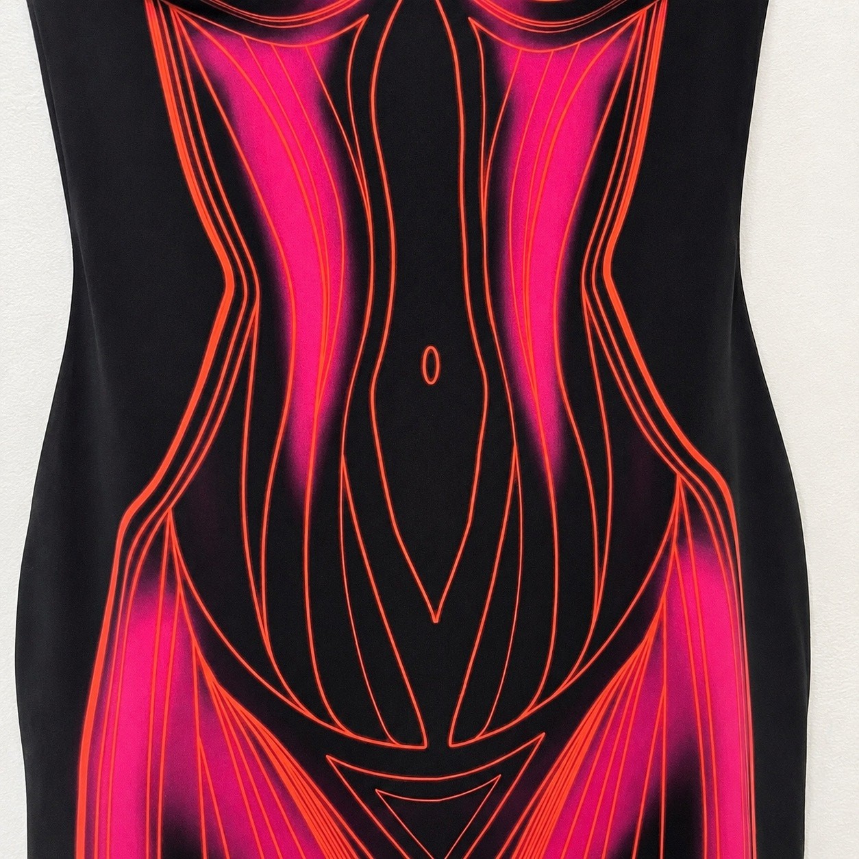 White Fox Strapless Bodycon Mini Dress Small Neon Pink Black Rave