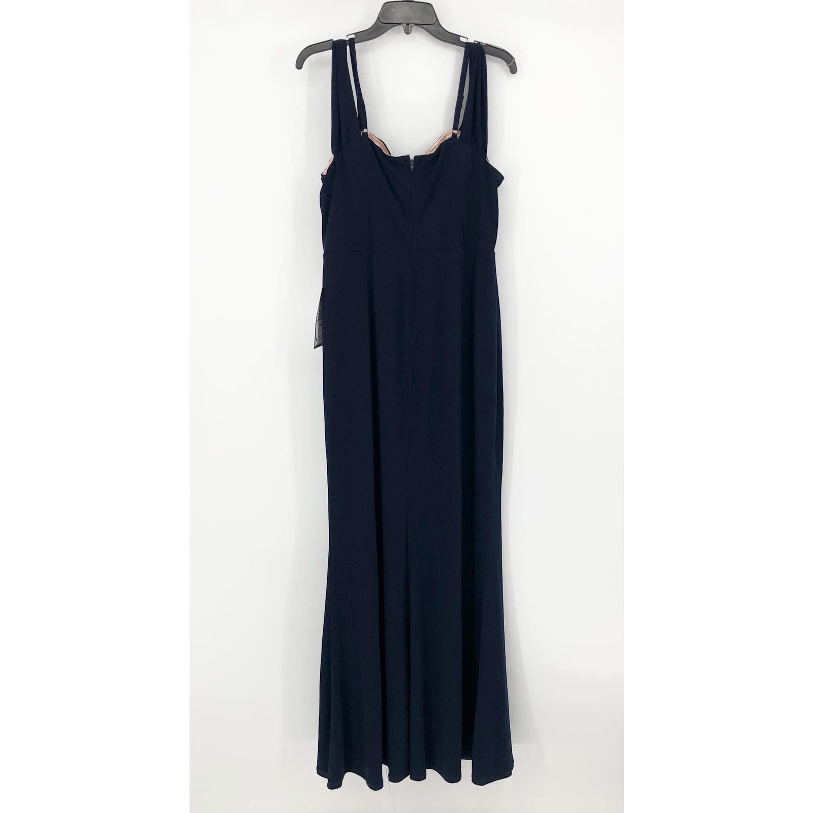 CITY STUDIO Trendy Off-The-Shoulder Slit Gown 16W Navy Blue Rose Pink NWT