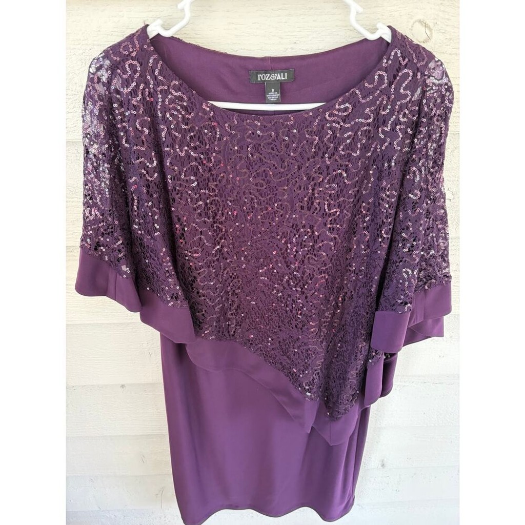 Roz & Ali Purple Sequined Midi Dress