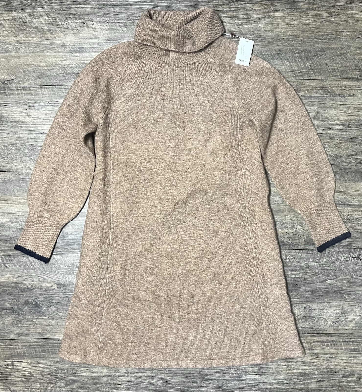 Hatley Women’s Swing Sweater Dress Turtleneck Oatmeal Size Small