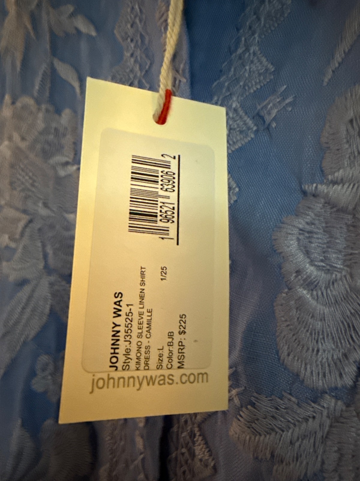 Johnny Was BNWT Kimono Sleeve Embroidered Linen Shirt Dress 💖Baja Blue M $225