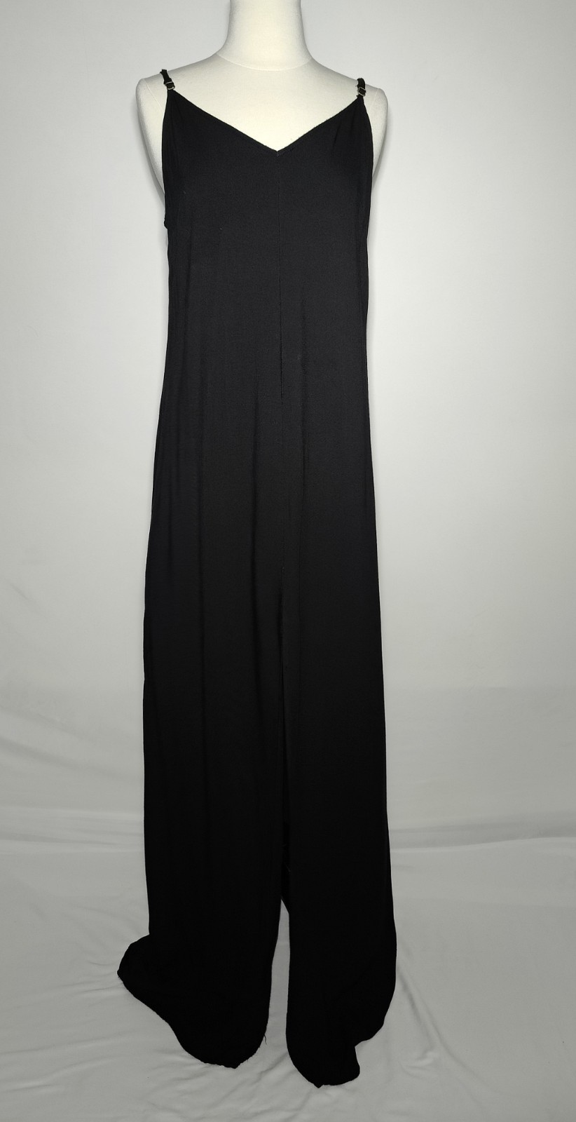 LAmade Size S Black Spaghetti Strap Wide Leg Jumpsuit V-Neck Maxi Palazz.