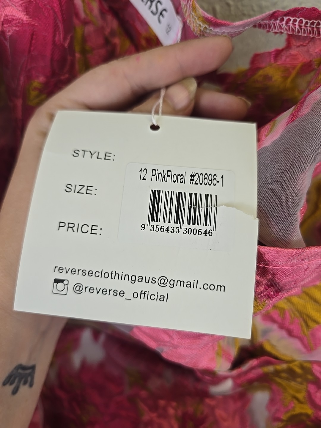 NWT REVERSE Womens Organza One Shoulder Pink Floral Print Dress Sz 12