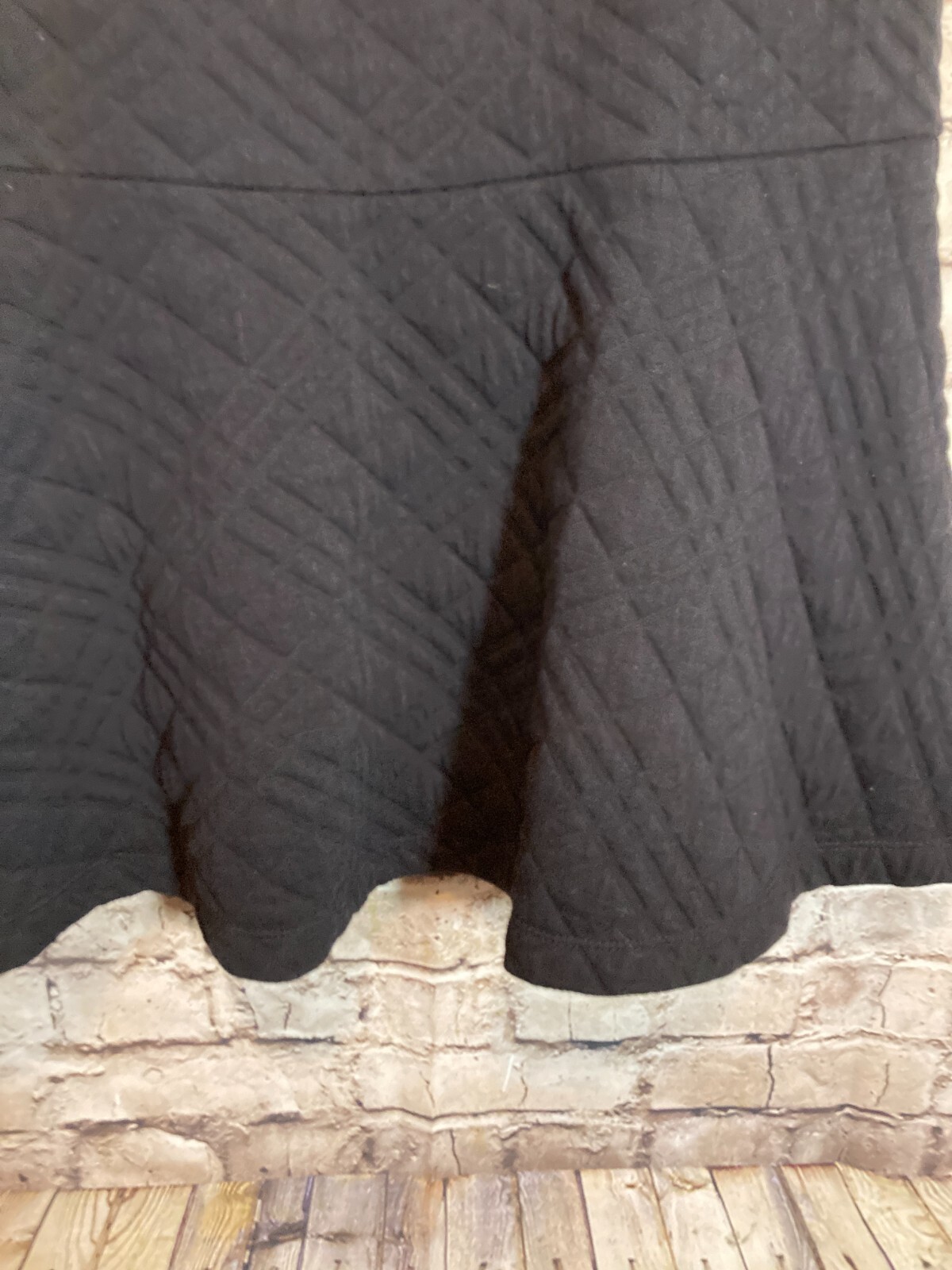 LOFT Quilted Dress Womens Small Black LBD Fit & Flare Cotton Stretch Capsule