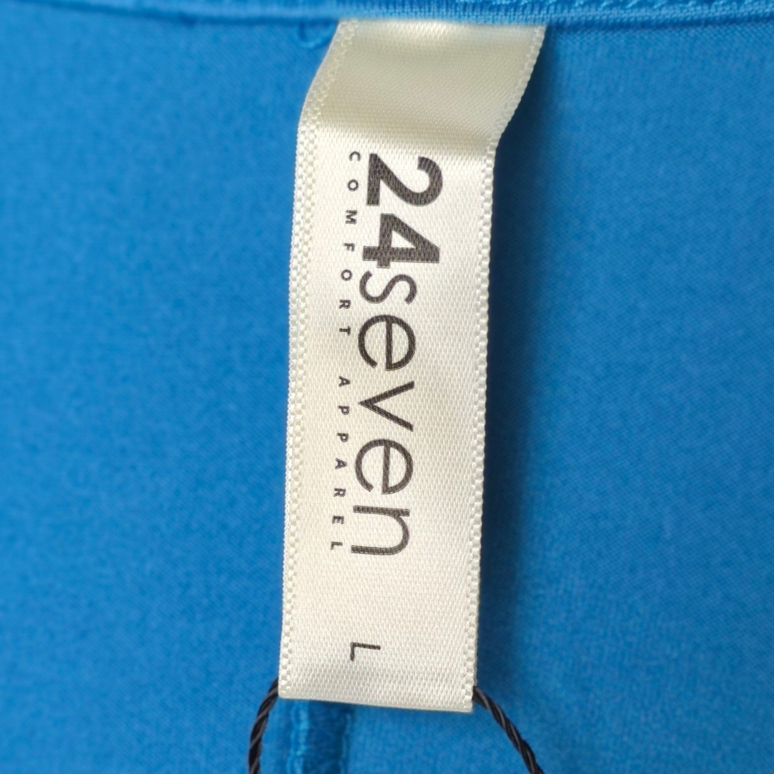 24seven Comfort Sleeveless Fit Flared Midi Dress Womens L Blue Effortless Chic