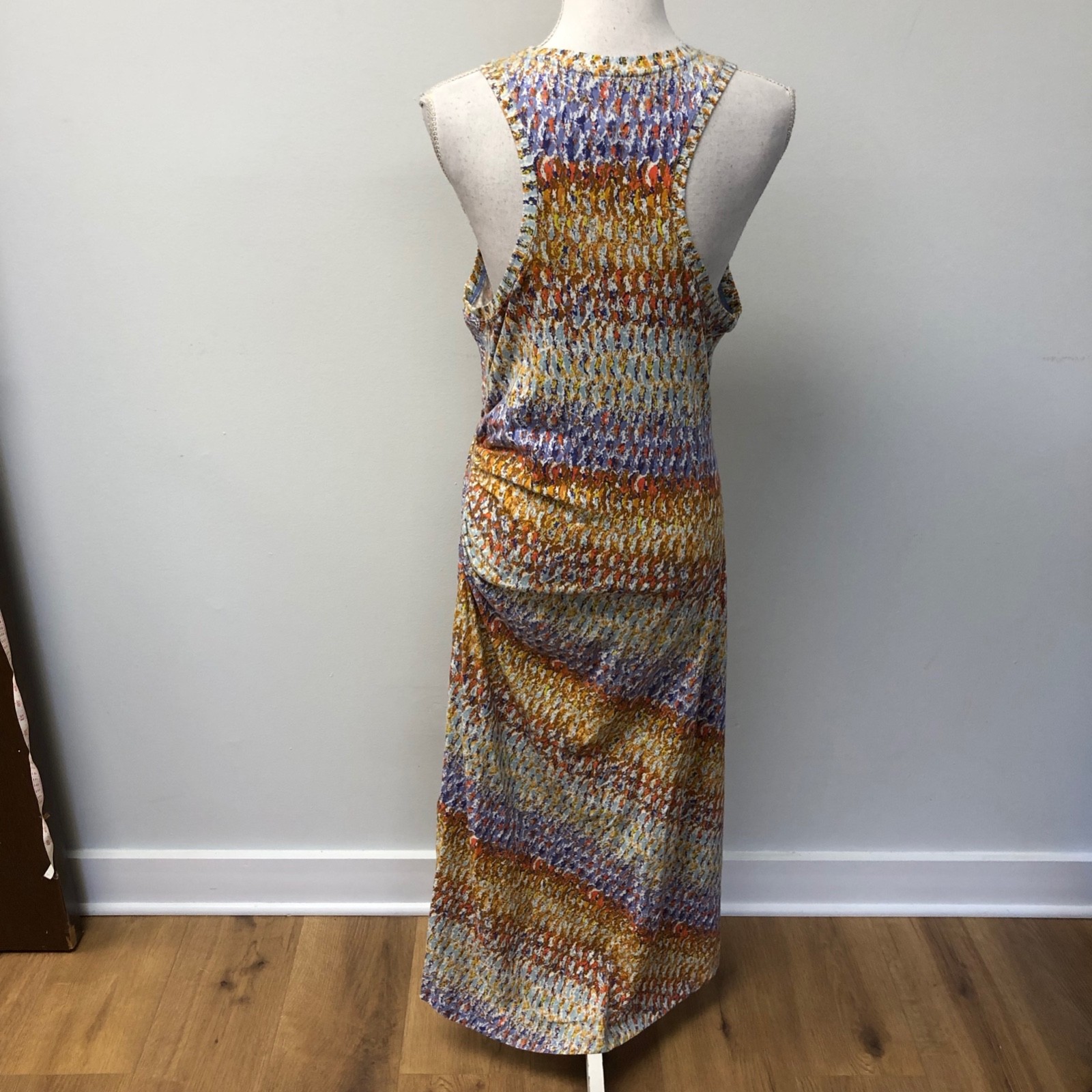 Daily Practice Maxi Dress Womens Medium Stripe Asymmetrical Hem Sleeveless