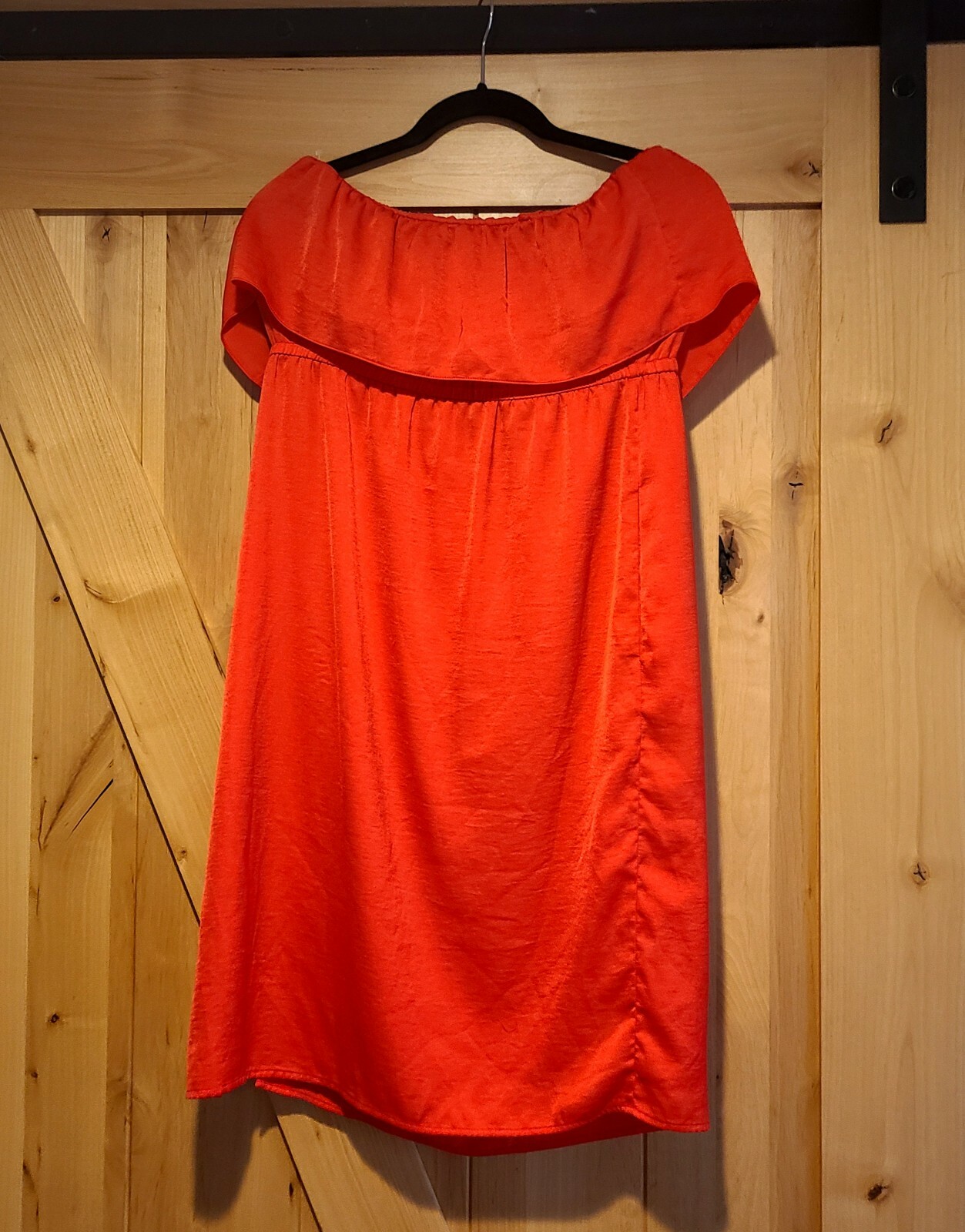 BCBG MaxAzria Womens M Satin Ruffled Strapless Lined Side Slit Dress Red Pockets