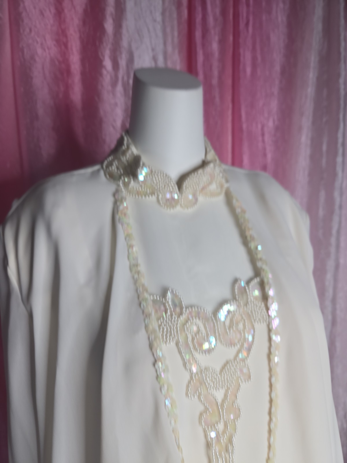 Patra Exquisite Ivory Beaded Sequin Flowy Evening Dress Size 14