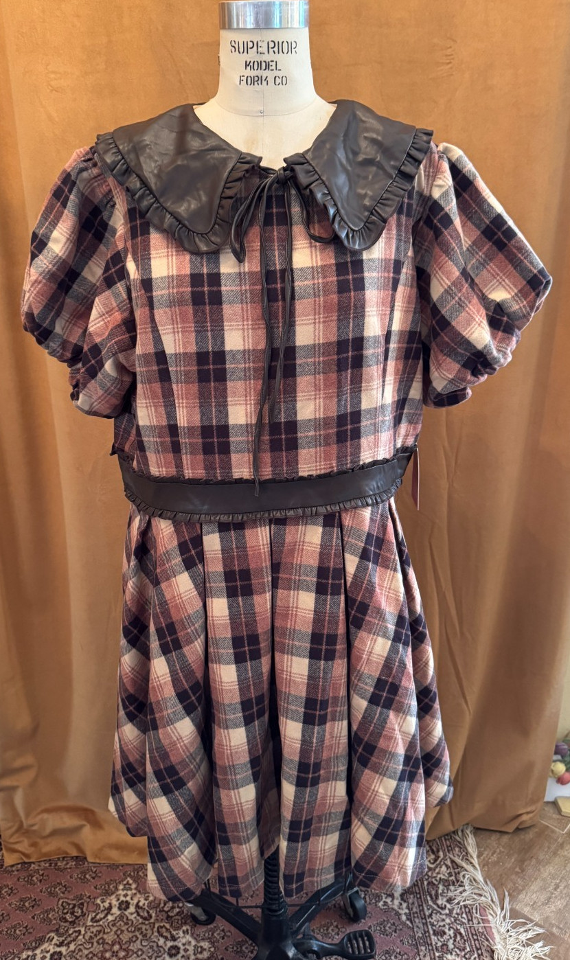 1X New Ivy City Co. Brown Celine Dress plaid extra large Plus size Preppy