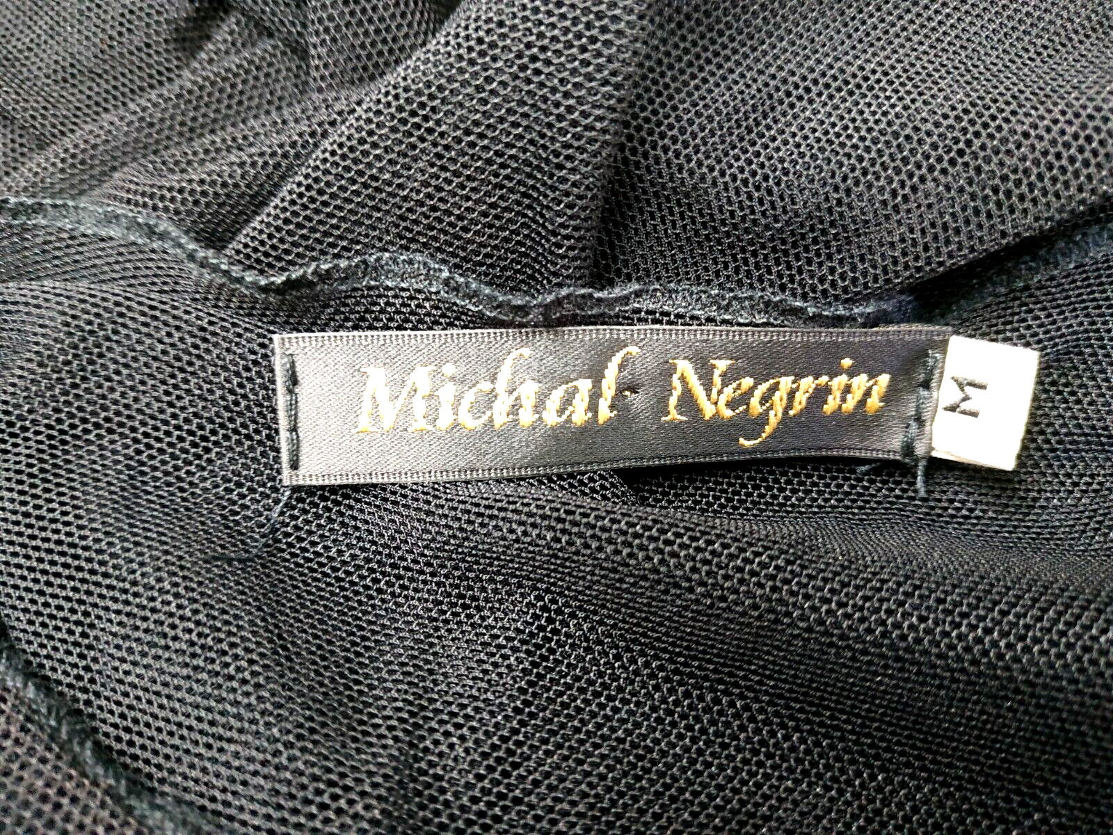 Michal Negrin Black Dress Decorated With Lace At The Bottom Size – M –