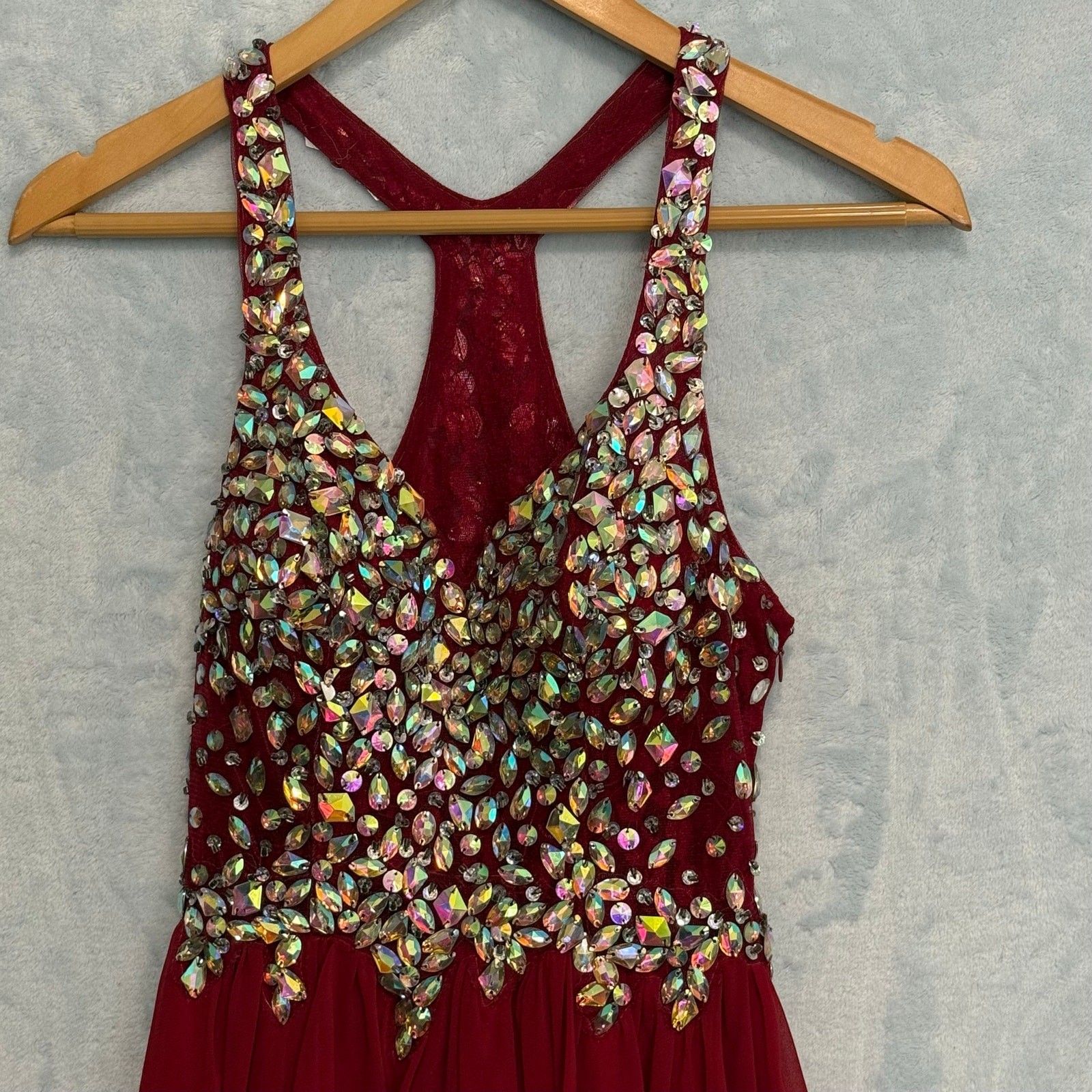 Dancing Queen Red Embellished Halter Cocktail Dress Homecoming Mini S Prom