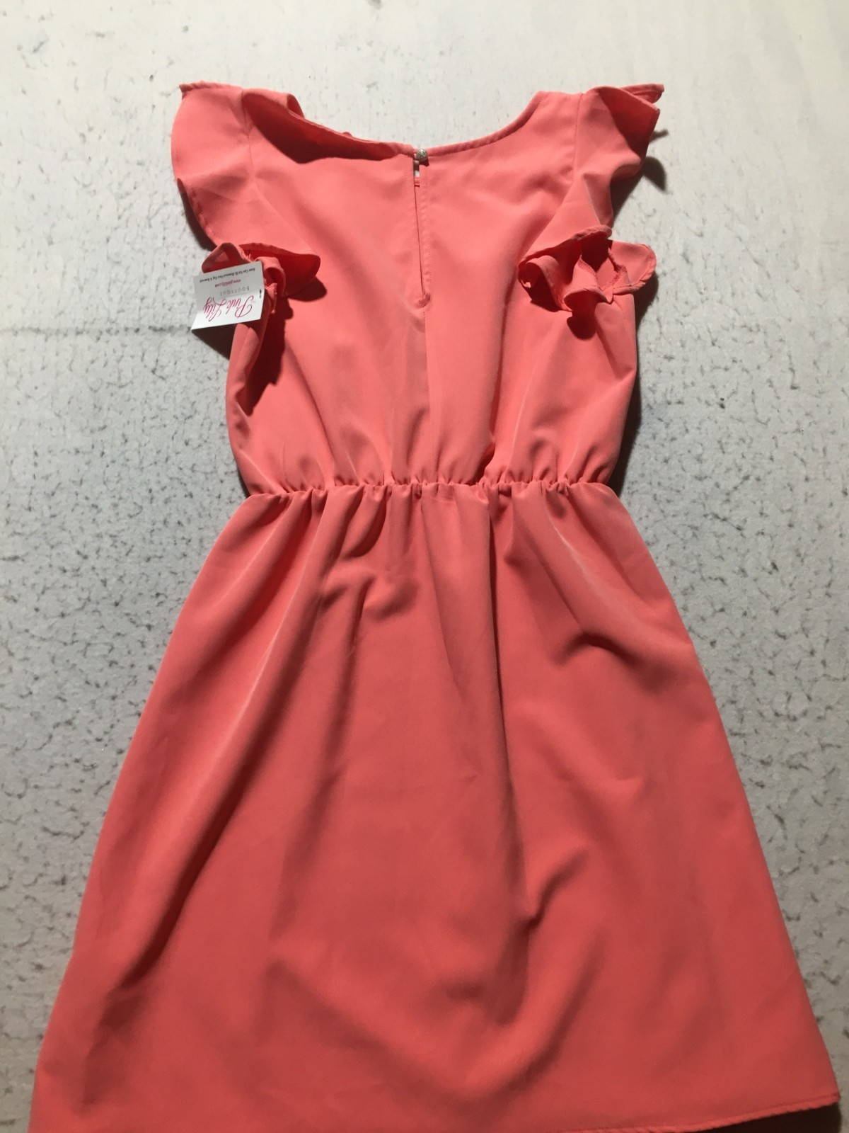 NEW Pink Lily A Riffle In Time Dress Womens S Small Peach Short Sleeve Scrunched