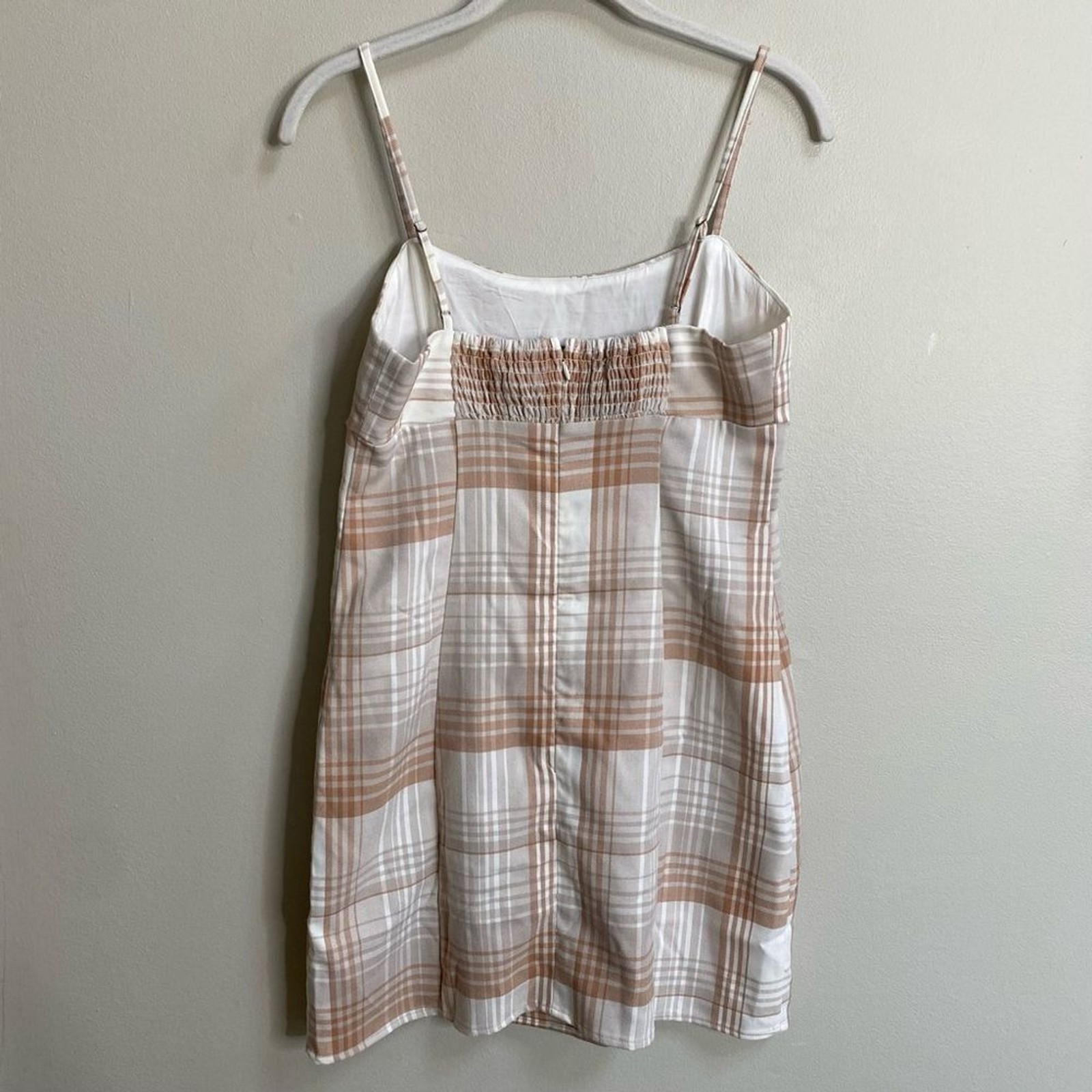 NWT Aeropostale Cream Tan Plaid Y2K Mini Dress Size Small