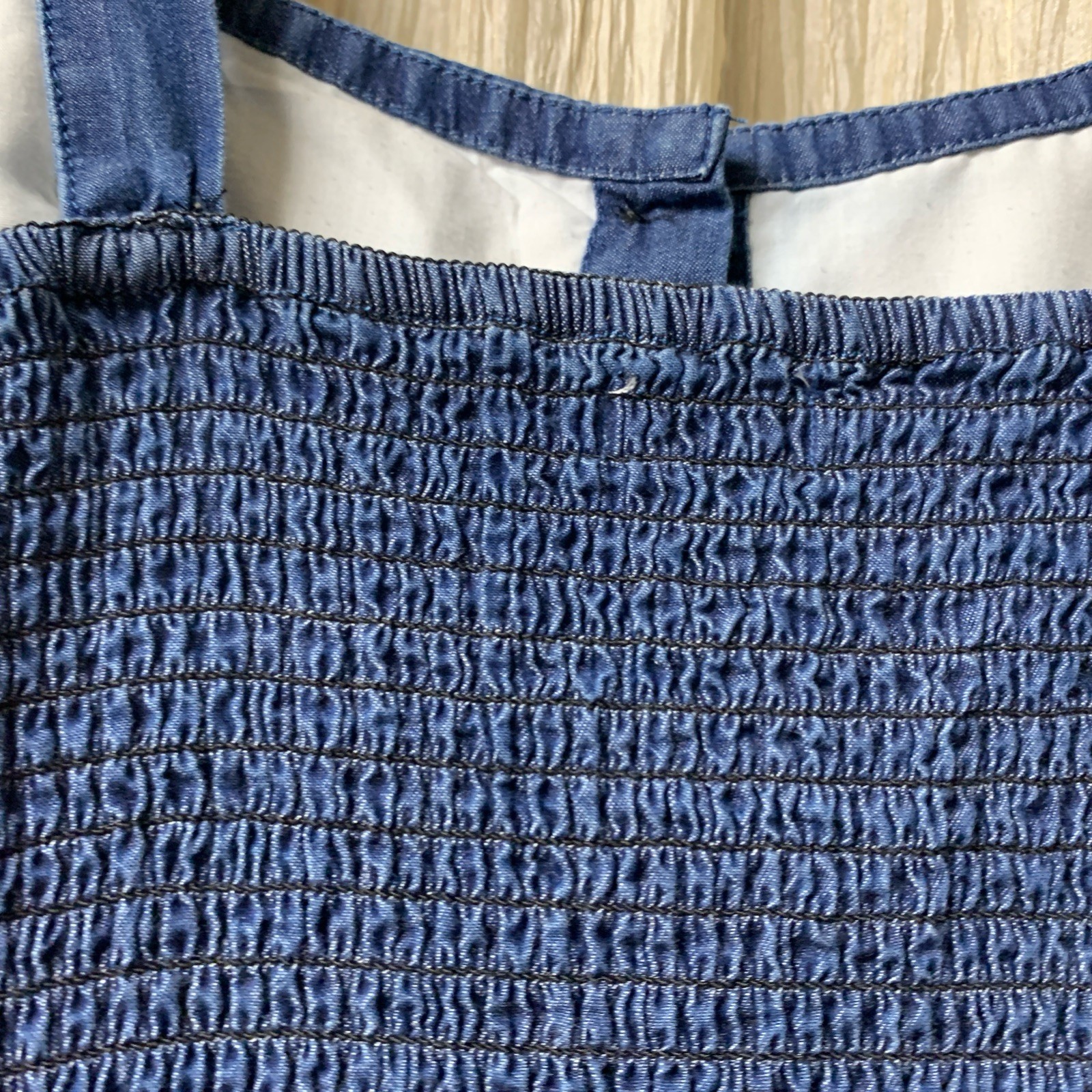 Vans Denim SunDress Button Top Front Smocked Back Dress Straps Women’s Medium