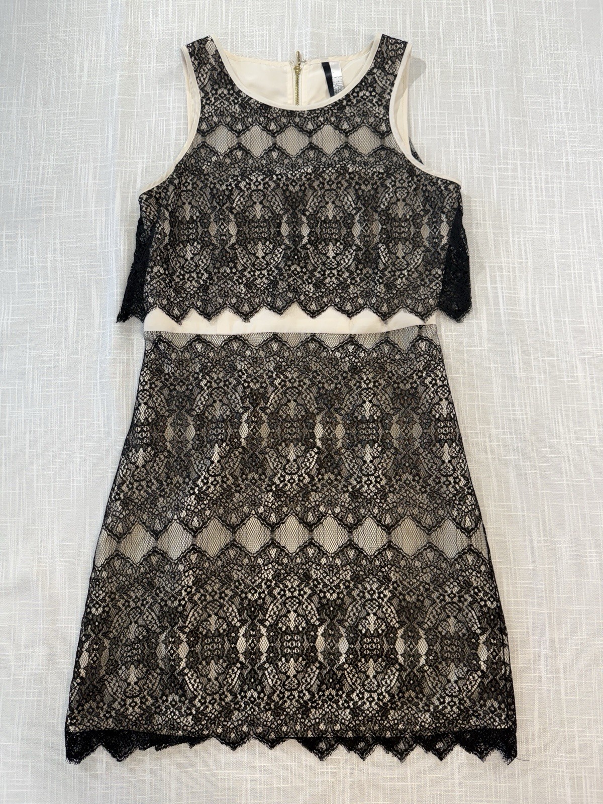 Kensie Black Floral Lace Sheath Dress Lined Zip Sleeveless Sz S