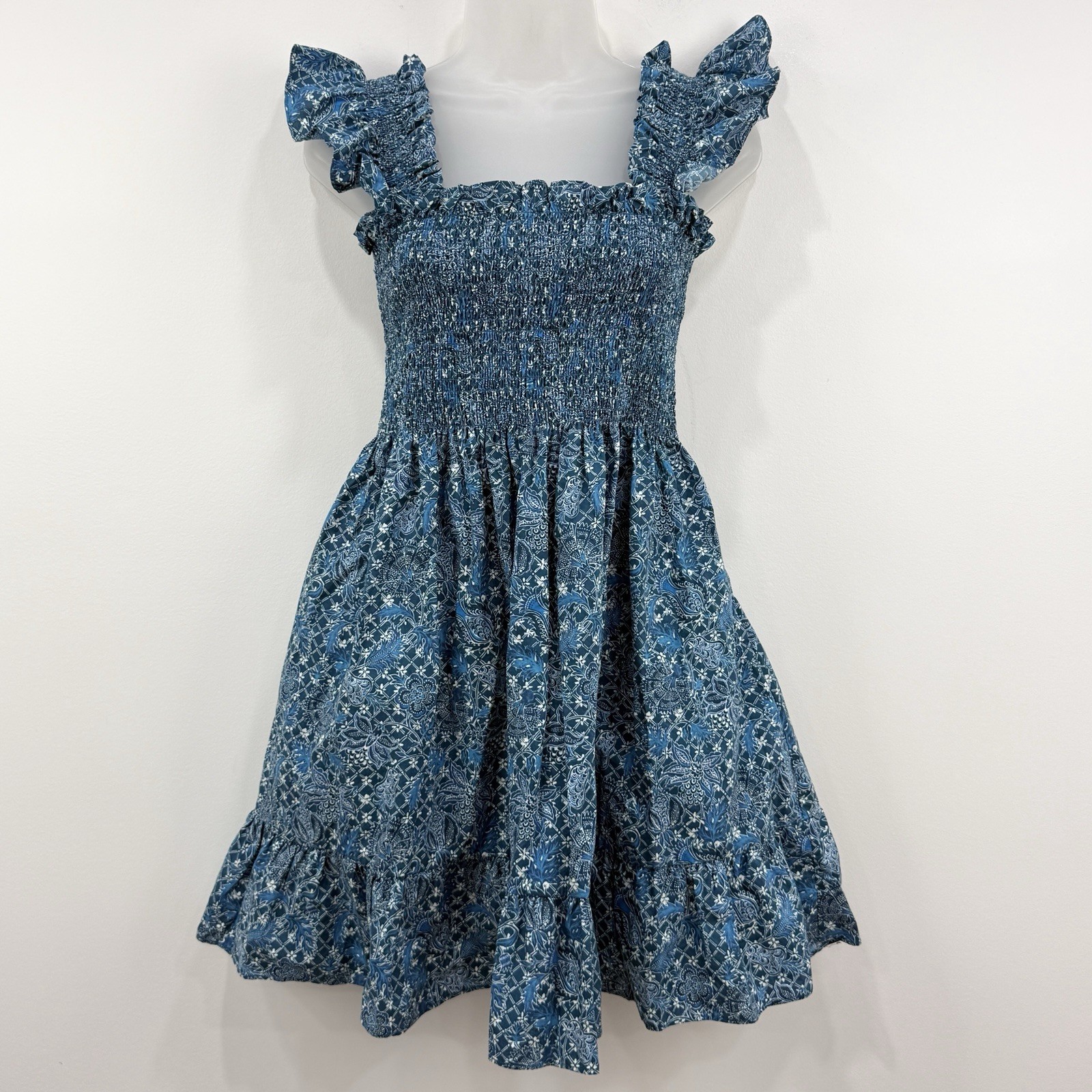 Hill House Elizabeth Nap Dress M Calico Cottagecore Prairie Mini Ruffle Tiered