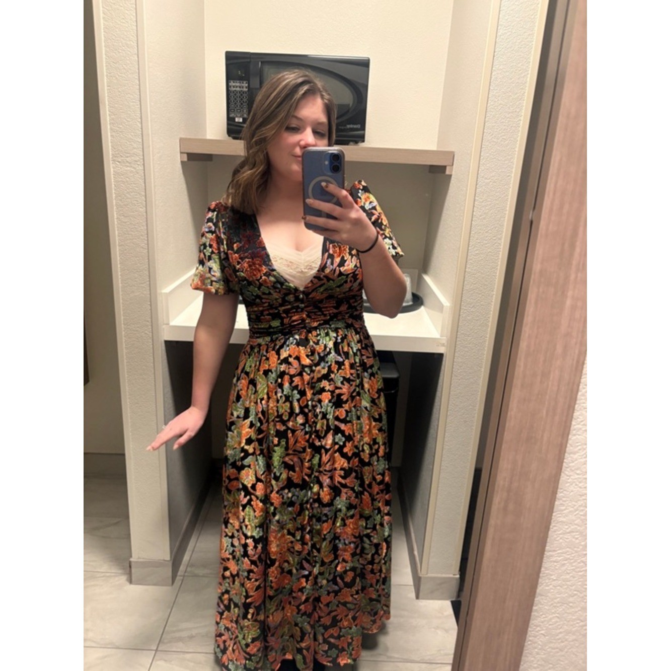 Anthropologie Katerina Velvet Floral Maxi Dress Size 00 Petite