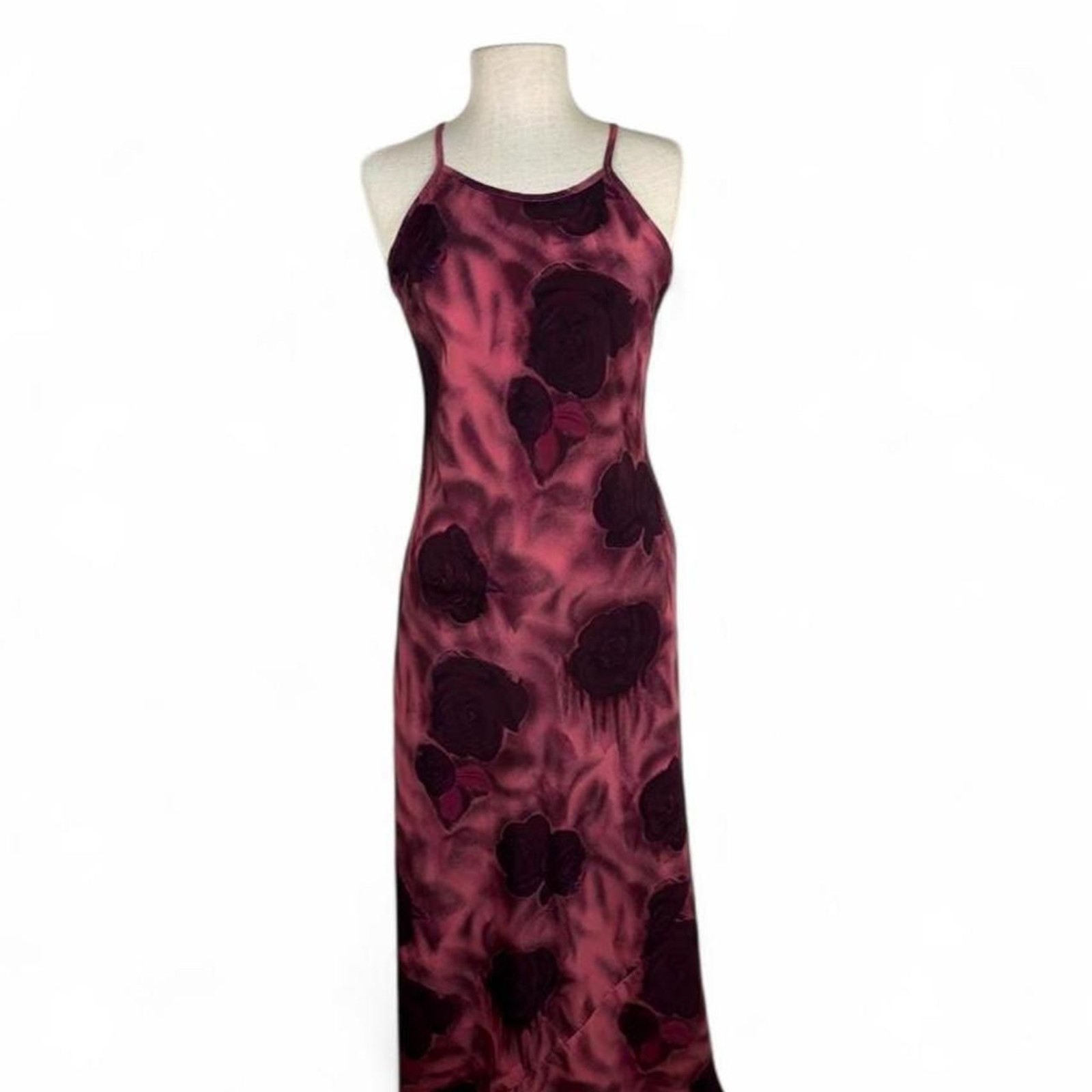 Whimsygoth Purple Vintage LA BELLE Floral Maxi Slip Dress Made in USA
