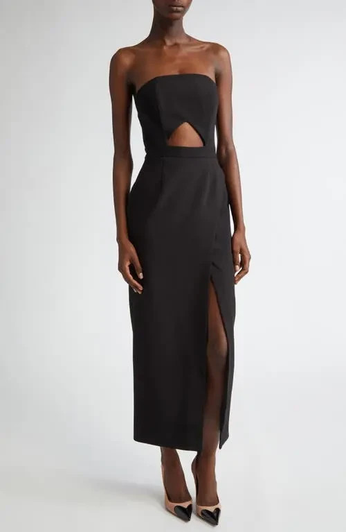 Israella Kobla Black Iman Strapless Cut Out Midi Dress Size 6 $525
