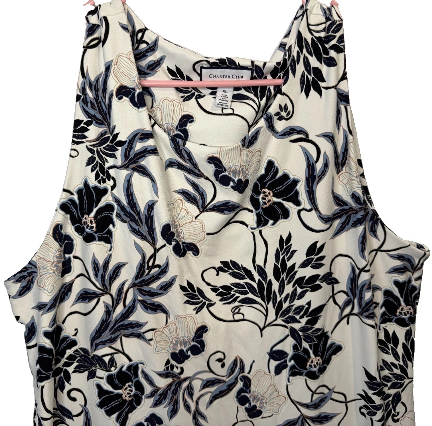 CHARTER CLUB SIZE Xl STRETCH KNEE LENGTH SHEATH DRESS Black Floral On Cream