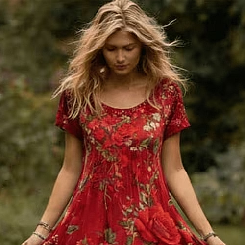 Bohemian Rose Floral A-Line Maxi Dress Effortless Summer Style