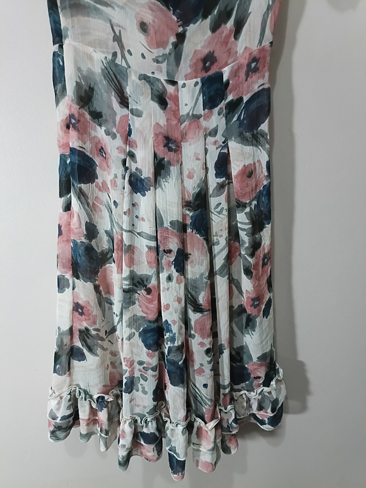 Dorothy Perkins Size 6 Short Sleep Blue Beige Sheer Linen Dress