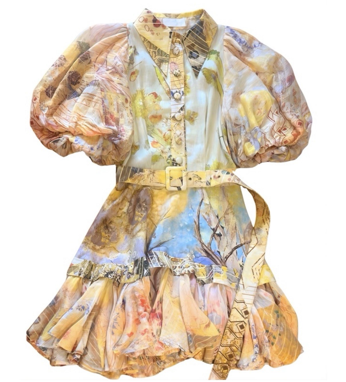 Leo Lin 8AU/UK 4US Salvation Linen Silk Belted Mini Dress Button Up RRP $699