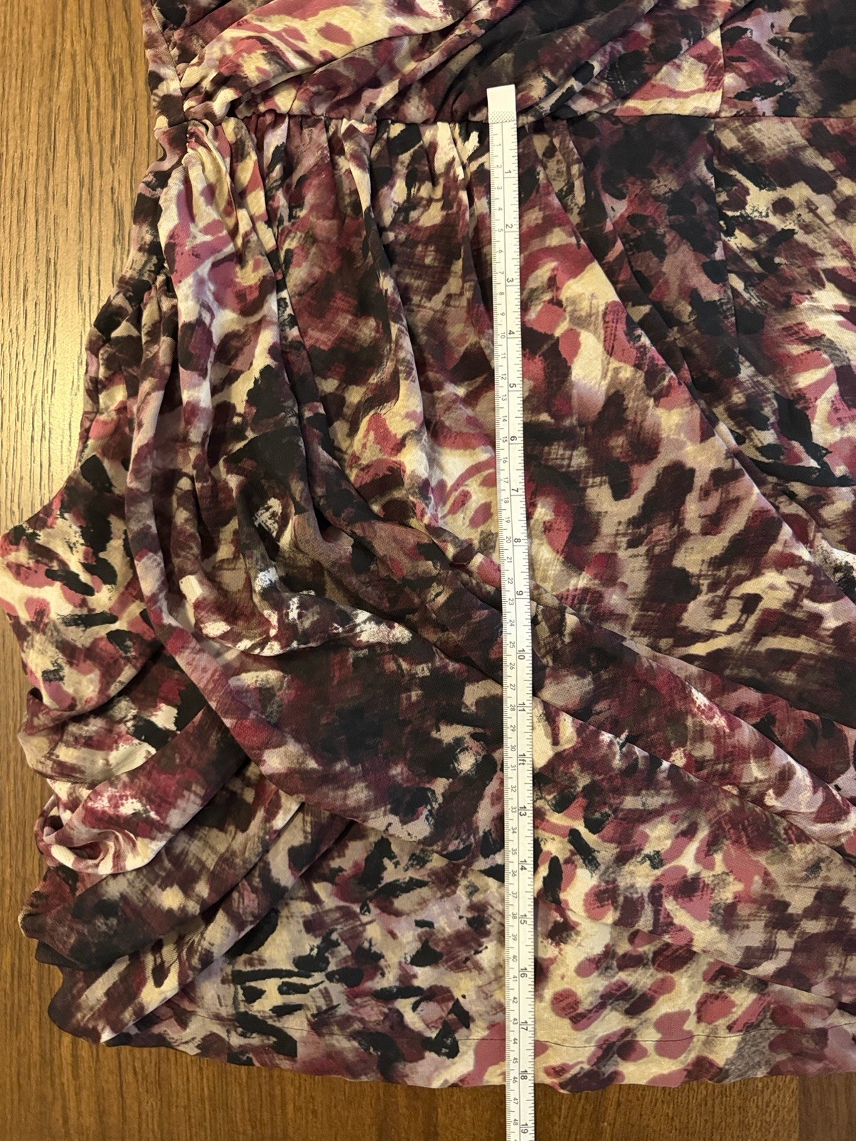 Guess Plum Multi Ruched Cap-Sleeve Mini Dress