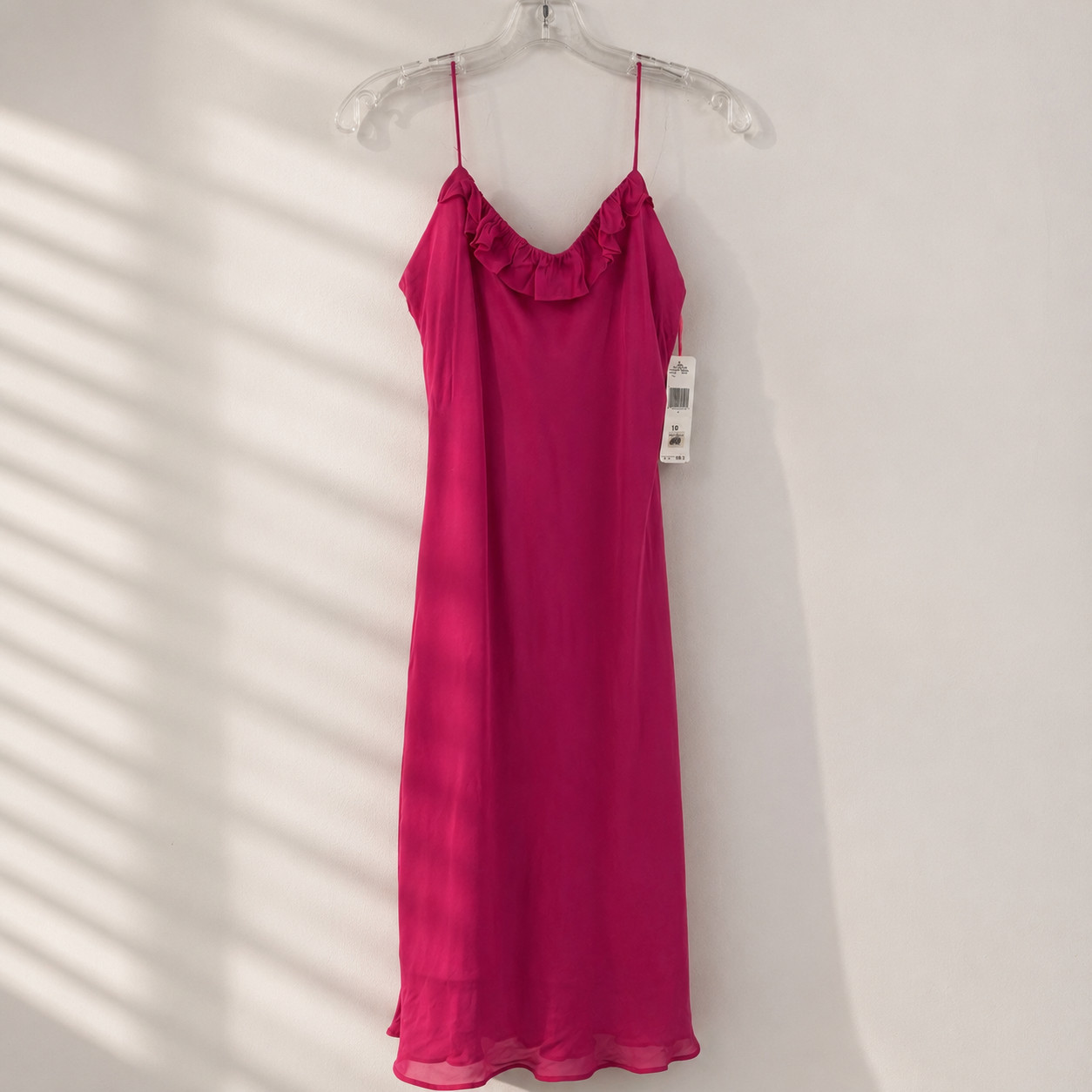 Vintage Ralph Lauren Slip Dress Women’s 10 Pink Rayon Ruffle Midi NWT