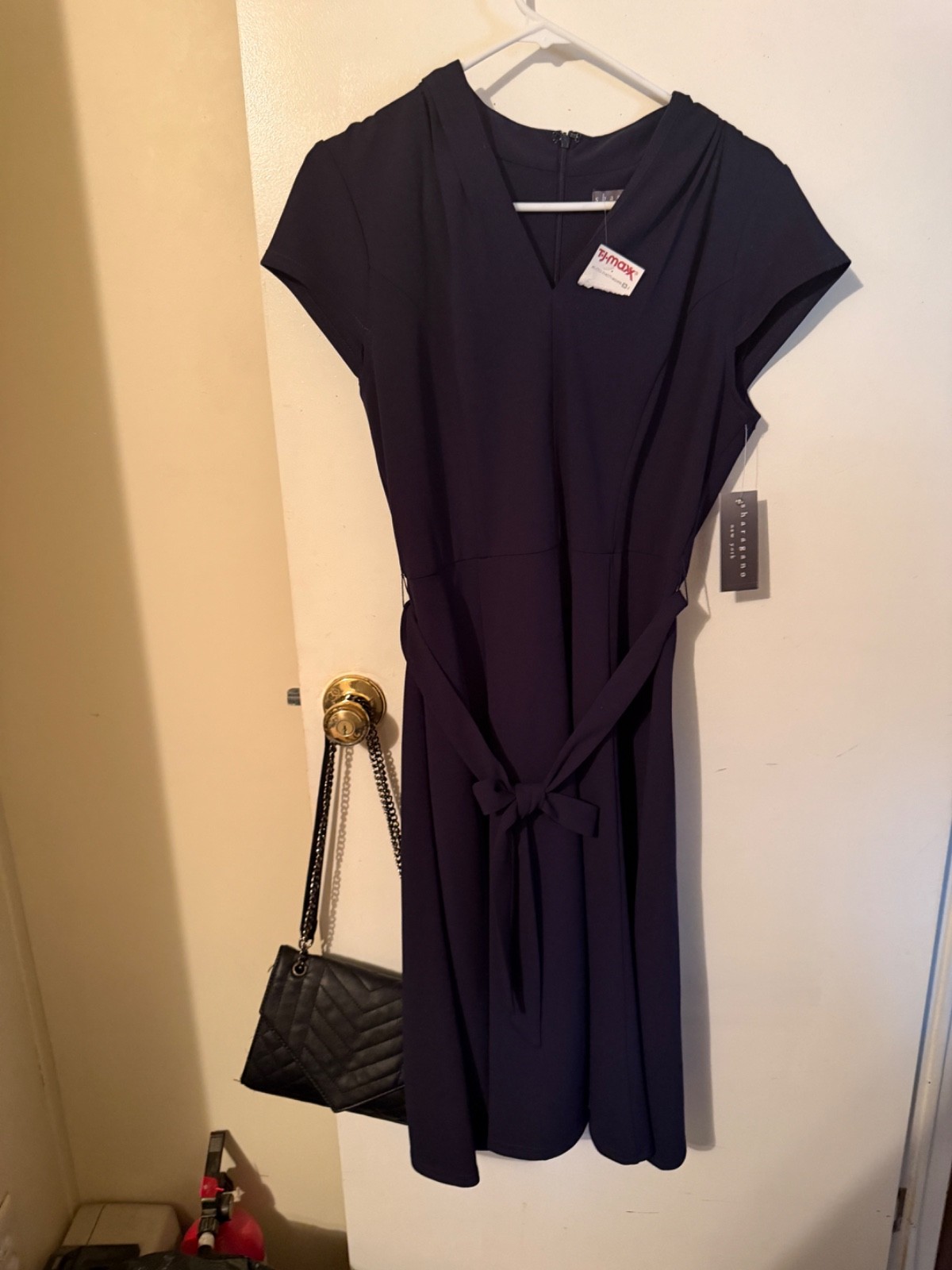womens dresses by sharagano size 10 navy blue brand new with belt