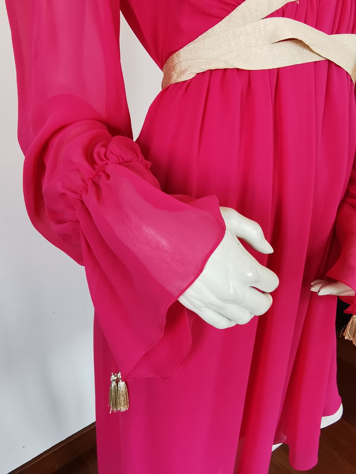 RR €890🌟 MAX MARA Pink SILK georgette Dress Usa2_ It36_ De32_ Uk4_ Fr34