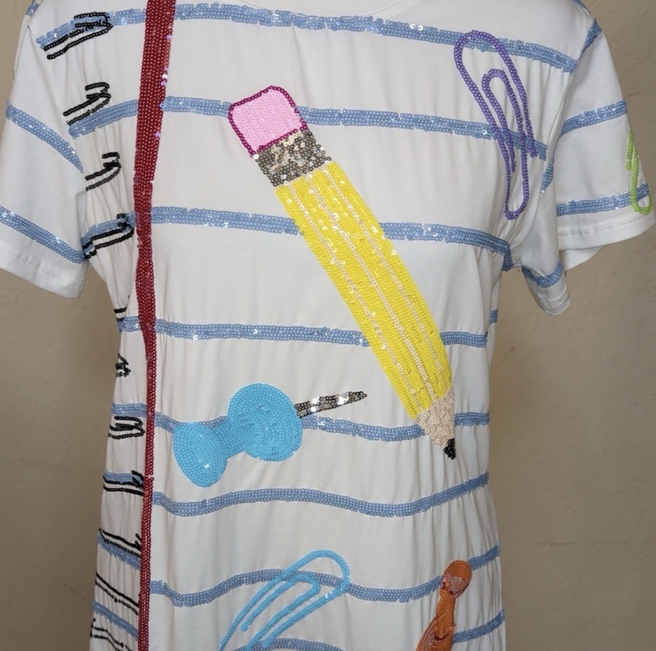 ✏️📎📌📚NWT Queen Of Sparkles XS Sequined School Supplies Dress