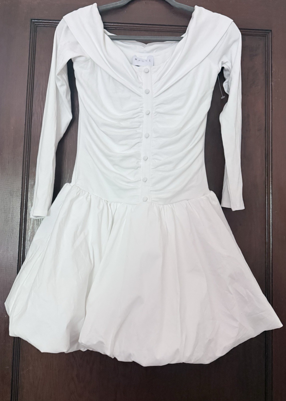 MABLE Isabella White Bubble Mini Dress Medium NWT